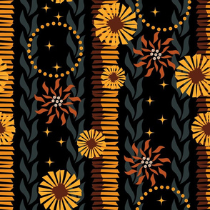 Moody Tropical / Abstract / Jungle / Black Orange / Large