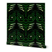 Mermaid Tail Art Deco Green and Gold Tile