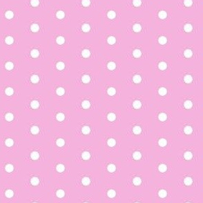 White quarter inch polka dot on pink