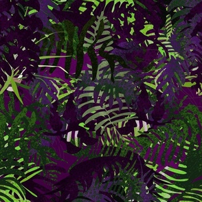 Lots of Tropical -- Maximalist Tropical Purple Night -- 9.02in x 36.08in repeat -- 411dpi (36% of Full Scale)