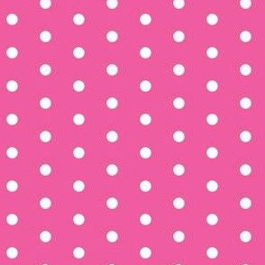 White quarter inch polka dot on deep pink