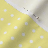 White quarter inch polka dot on yellow