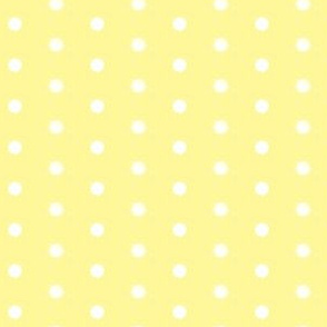 White quarter inch polka dot on yellow