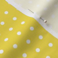 White quarter inch polka dot on Illuminating yellow