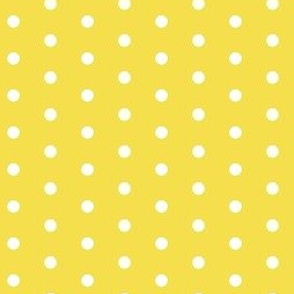 White quarter inch polka dot on Illuminating yellow