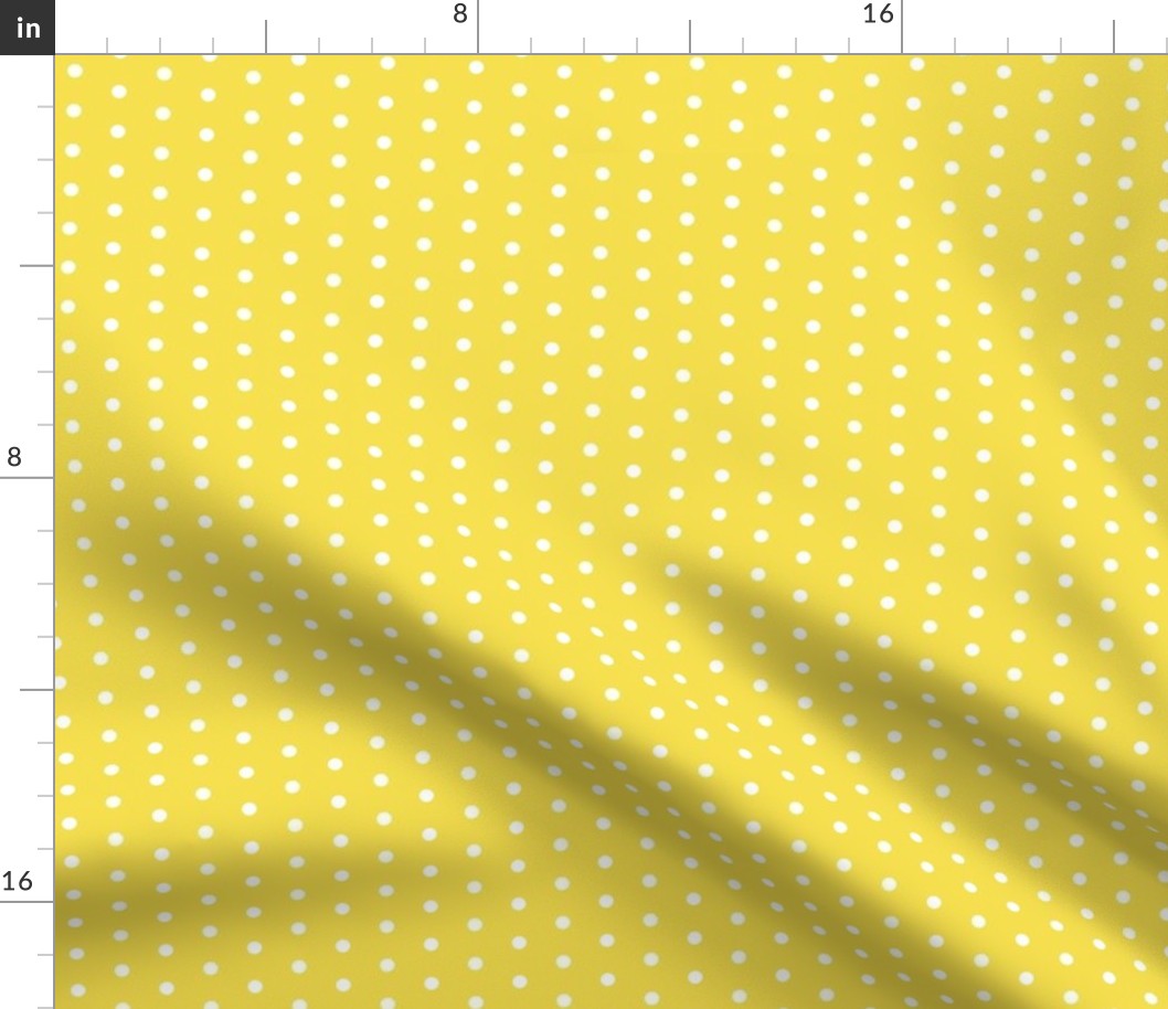 White quarter inch polka dot on Illuminating yellow