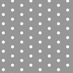 White quarter inch polka dot on Ultimate Gray