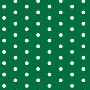 White quarter inch polka dot on deep green
