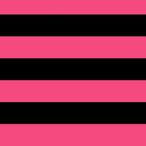 Large Deep Pink Awning Stripe Pattern Horizontal in Black