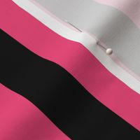 Large Deep Pink Awning Stripe Pattern Vertical in Black