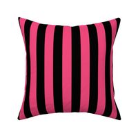 Large Deep Pink Awning Stripe Pattern Vertical in Black