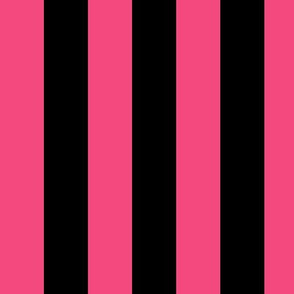 Large Deep Pink Awning Stripe Pattern Vertical in Black