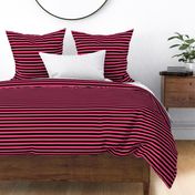 Deep Pink Awning Stripe Pattern Horizontal in Black