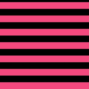 Deep Pink Awning Stripe Pattern Horizontal in Black