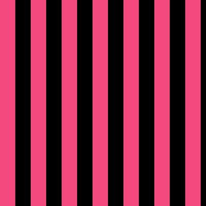 Deep Pink Awning Stripe Pattern Vertical in Black