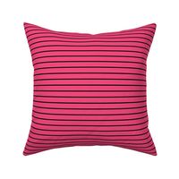 Deep Pink Pin Stripe Pattern Horizontal in Black