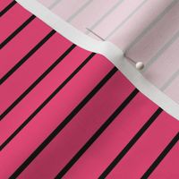 Deep Pink Pin Stripe Pattern Horizontal in Black