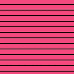 Deep Pink Pin Stripe Pattern Horizontal in Black