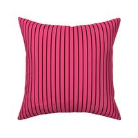 Deep Pink Pin Stripe Pattern Vertical in Black