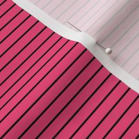 Small Deep Pink Pin Stripe Pattern Horizontal in Black