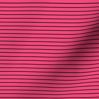 Small Deep Pink Pin Stripe Pattern Horizontal in Black