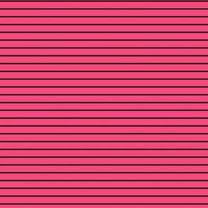 Small Deep Pink Pin Stripe Pattern Horizontal in Black