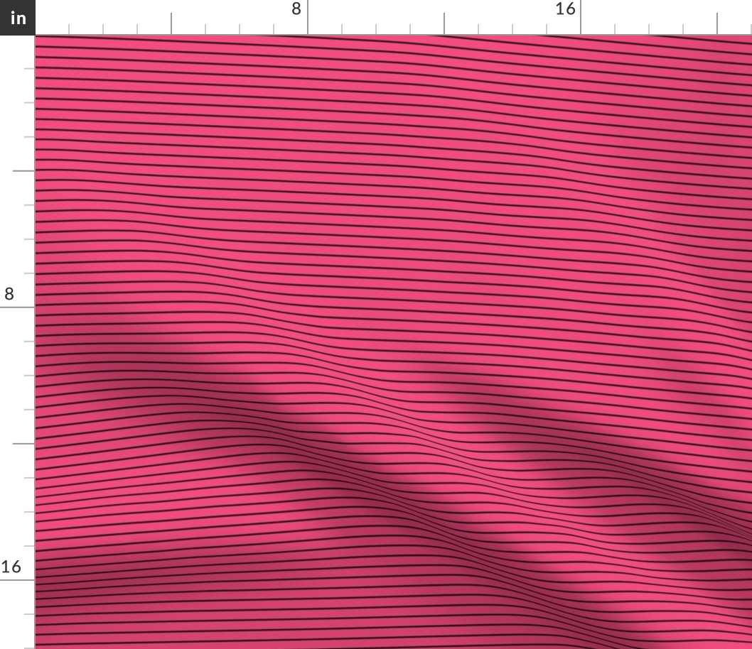 Small Deep Pink Pin Stripe Pattern Horizontal in Black