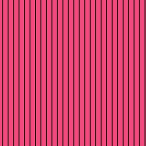 Small Deep Pink Pin Stripe Pattern Vertical in Black
