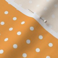 White quarter inch polka dot on orange