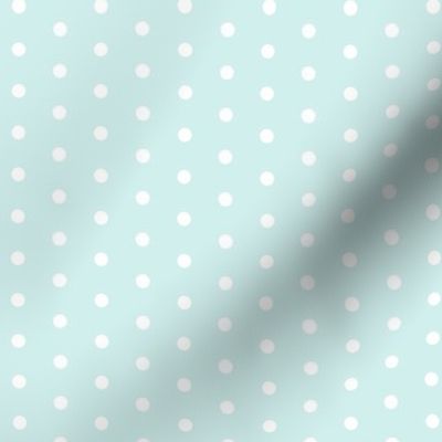 White quarter inch polka dot on mint