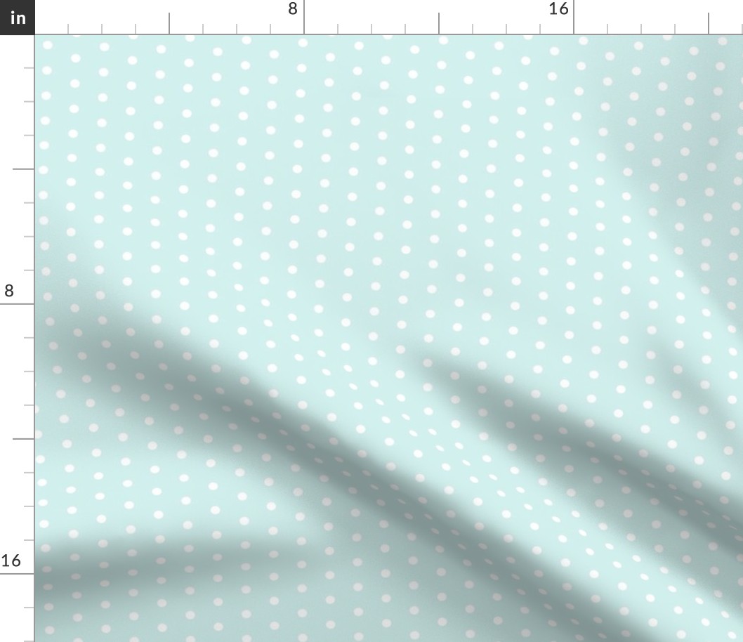 White quarter inch polka dot on mint