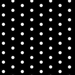 White quarter inch polka dot on black