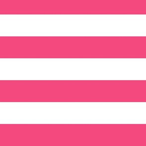 Large Deep Pink Awning Stripe Pattern Horizontal in White