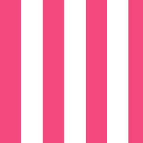 Large Deep Pink Awning Stripe Pattern Vertical in White