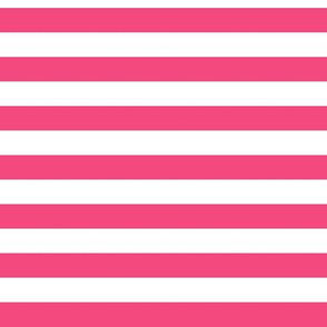 Deep Pink Awning Stripe Pattern Horizontal in White