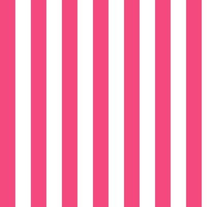 Deep Pink Awning Stripe Pattern Vertical in White