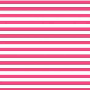 Deep Pink Bengal Stripe Pattern Horizontal in White