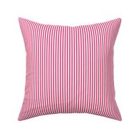 Small Deep Pink Bengal Stripe Pattern Vertical in White