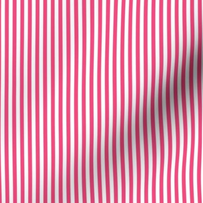 Small Deep Pink Bengal Stripe Pattern Vertical in White