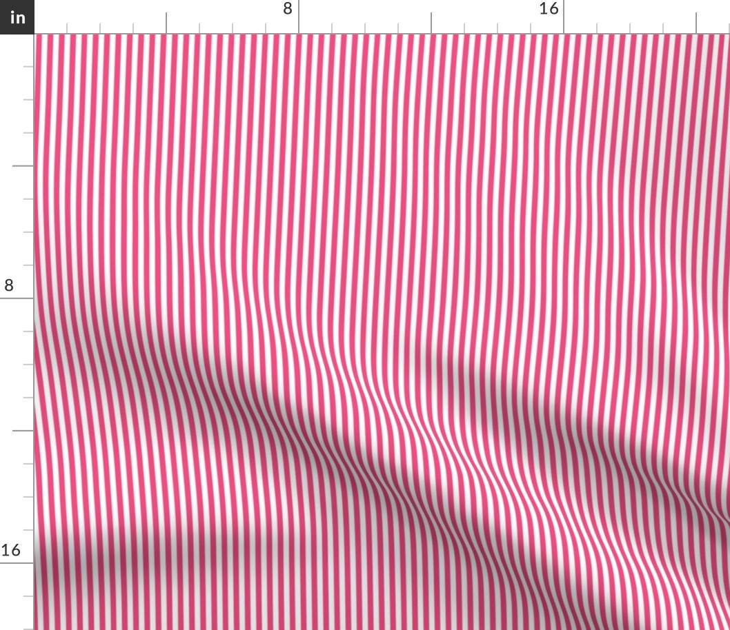 Small Deep Pink Bengal Stripe Pattern Vertical in White