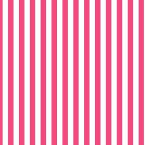 Deep Pink Bengal Stripe Pattern Vertical in White
