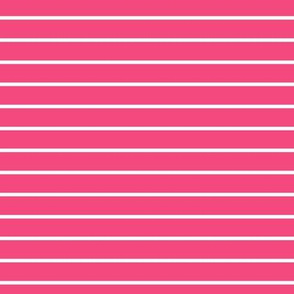 Deep Pink Pin Stripe Pattern Horizontal in White
