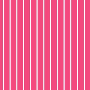 Deep Pink Pin Stripe Pattern Vertical in White