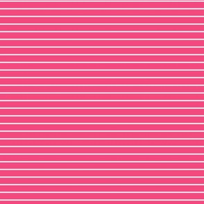 Small Deep Pink Pin Stripe Pattern Horizontal in White