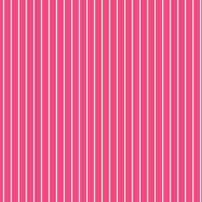 Small Deep Pink Pin Stripe Pattern Vertical in White