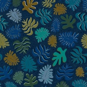 Moody Hawaii Quilted: Deep blues, with quilted water lines, medium scale