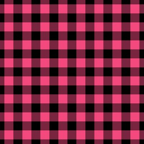 Gingham Pattern - Deep Pink and Black