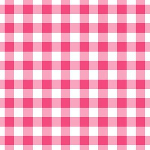 Gingham Pattern - Deep Pink and White
