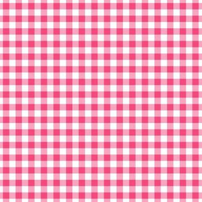 Small Gingham Pattern - Deep Pink and White
