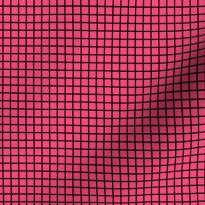 Small Grid Pattern - Deep Pink and Black